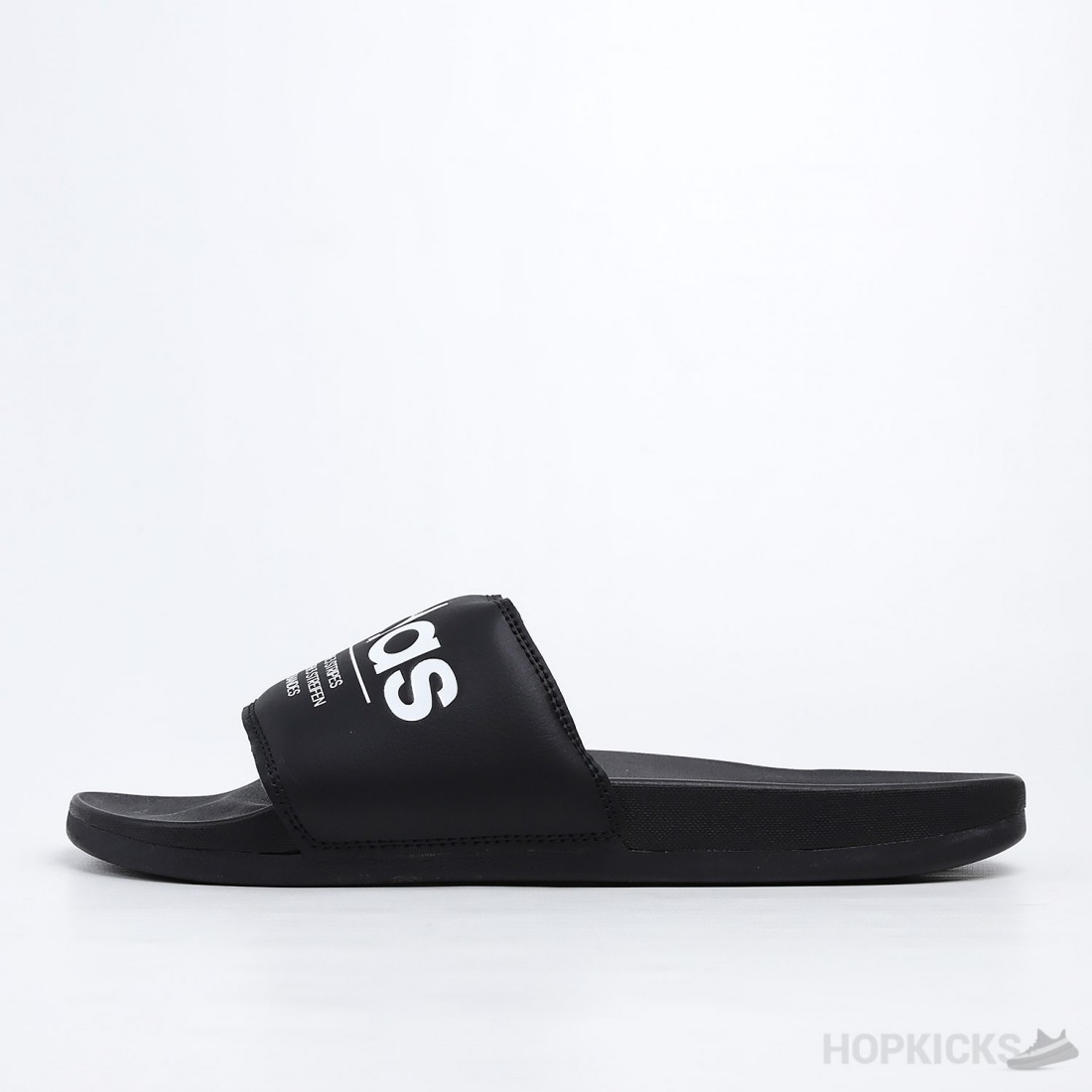 black and white adilette slides
